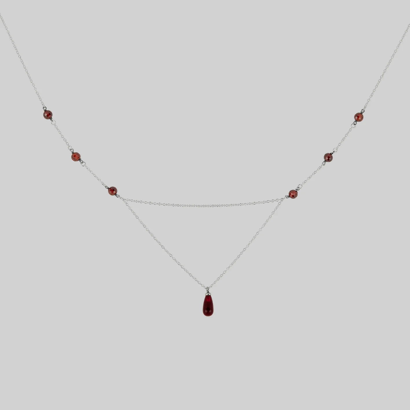 RELISH. Medieval Red Glass Droplet Necklace - Silver - Image 3