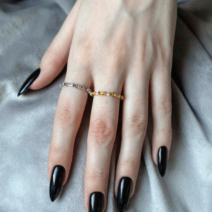 RENE. Gothic Cubic Zirconia Band Ring - Silver - Image 3