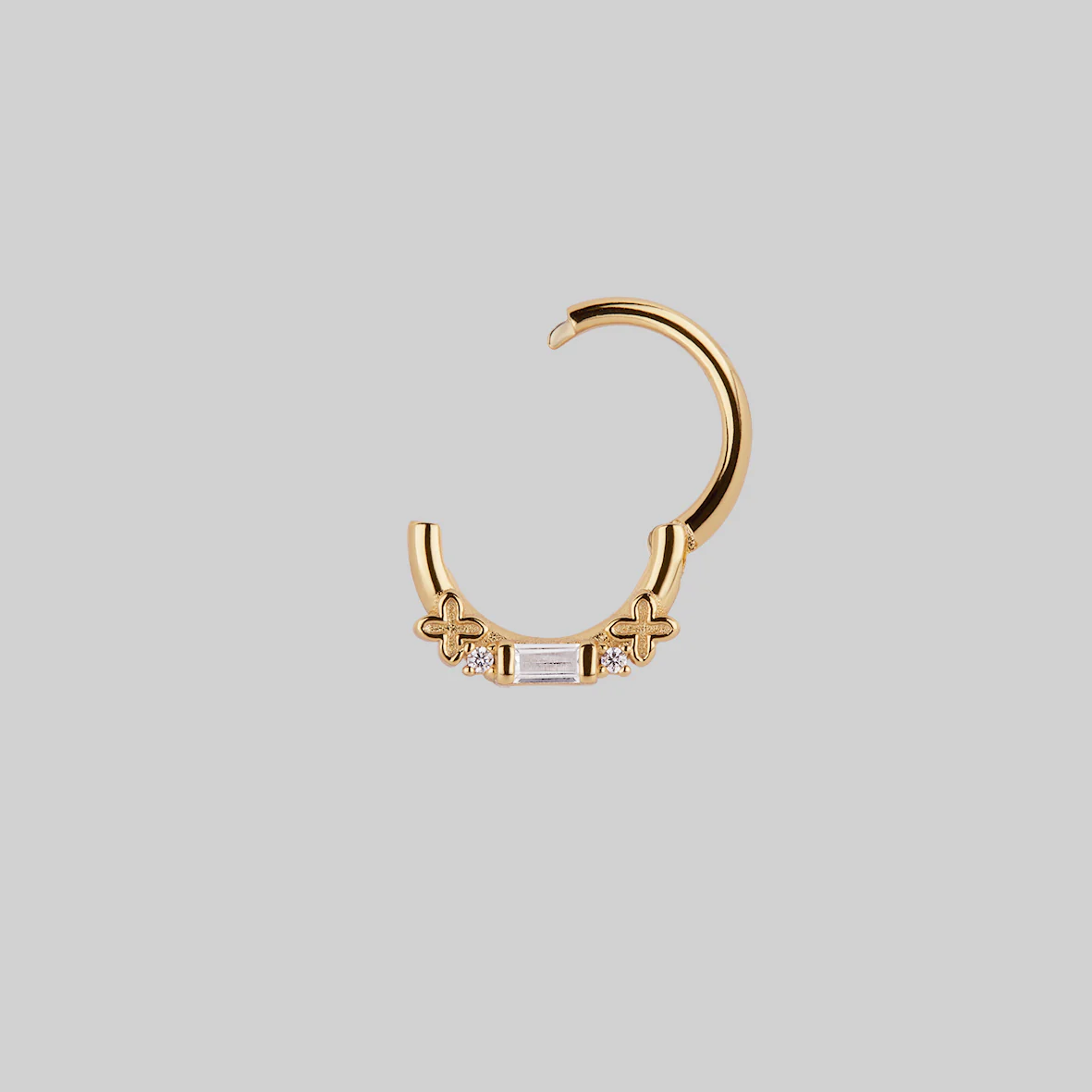 RENE. Gothic Cubic Zirconia Septum Clicker Ring - Gold - Image 3