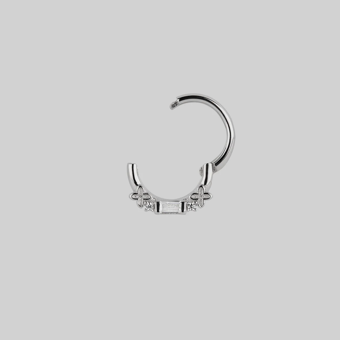 RENE. Gothic Cubic Zirconia Septum Clicker Ring - Silver - Image 2