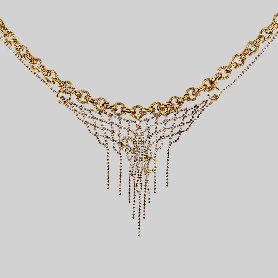 RESTLESS. Pierced Dazzle Chain Collar - Gold - Image 3