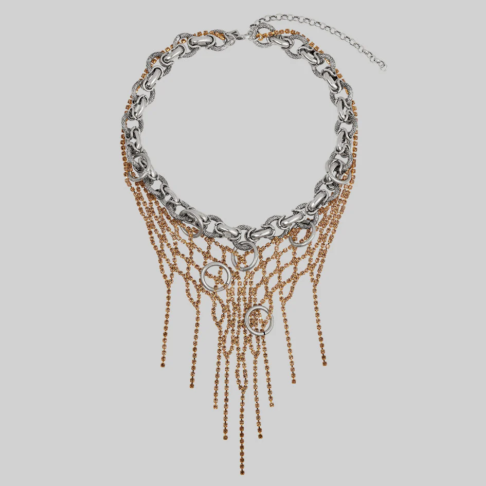 RESTLESS. Pierced Dazzle Chain Collar - Silver - Image 4