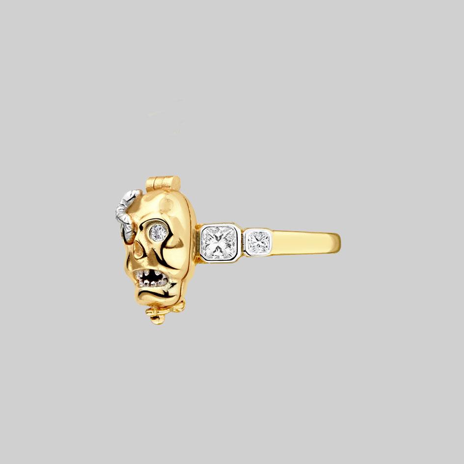 REVENANT. Skull Poison Box Ring - Gold - Image 3