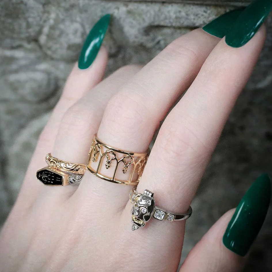 REVENANT. Skull Poison Box Ring - Gold - Image 5