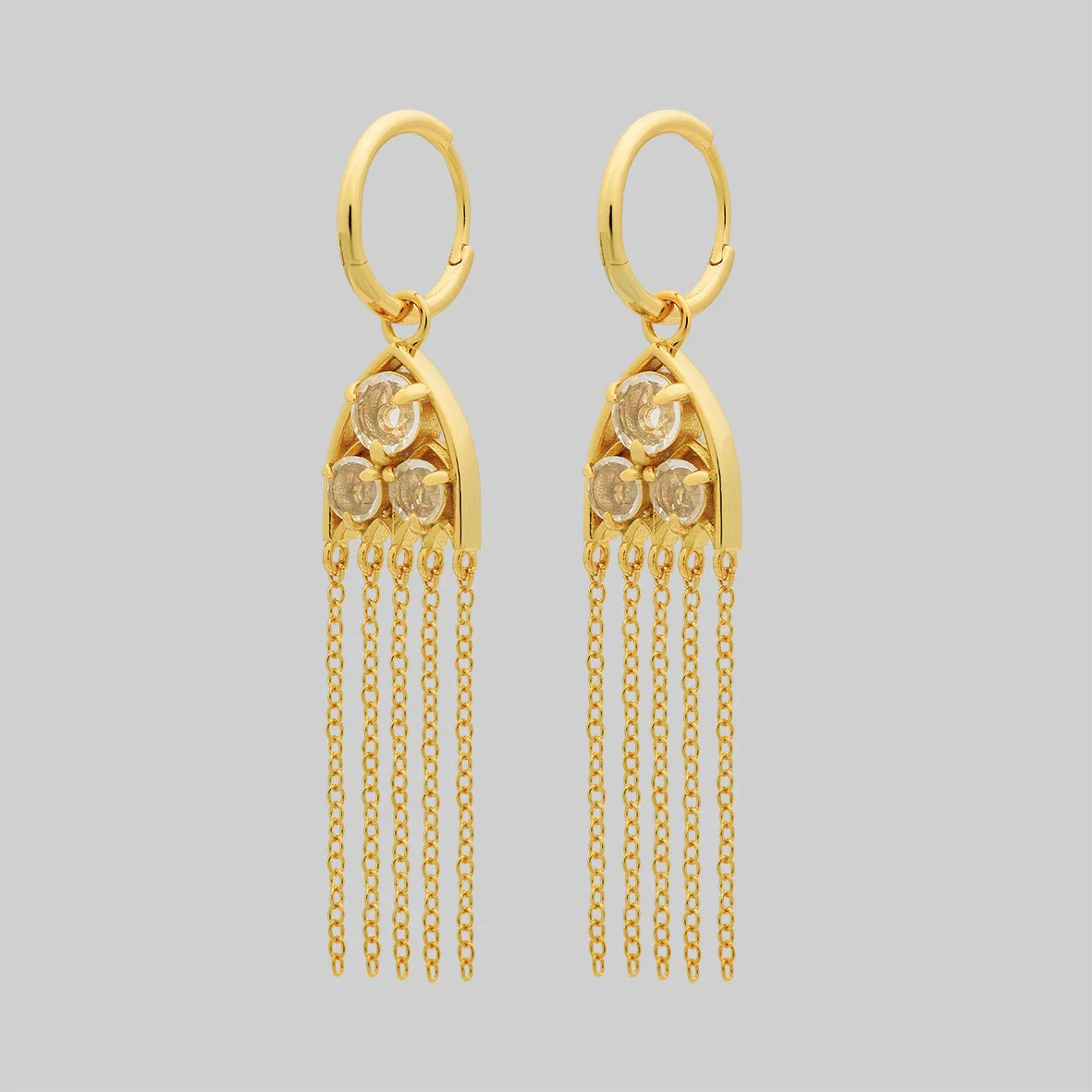 REVERENT. Gothic Window Glass Drop Earrings - Gold - Image 3