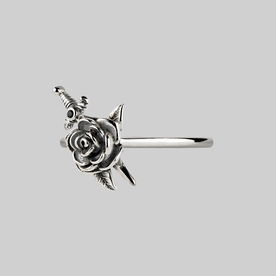 RHAPSODY. Dagger Through Rose Ring - Silver - Image 3