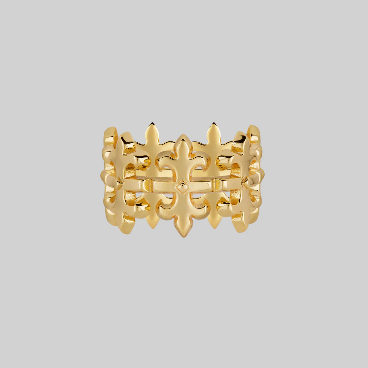 SANCTUARY. Medieval Fortress Wide Band Ring - Gold - Image 2