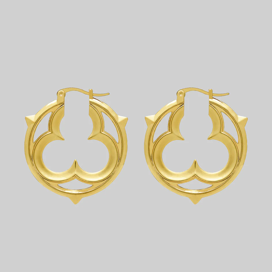 SANCTUM. Gothic Statement Hoops - Gold