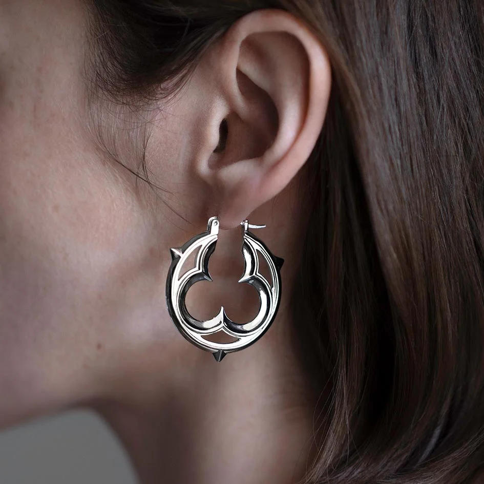 SANCTUM. Gothic Statement Hoops - Gold - Image 2