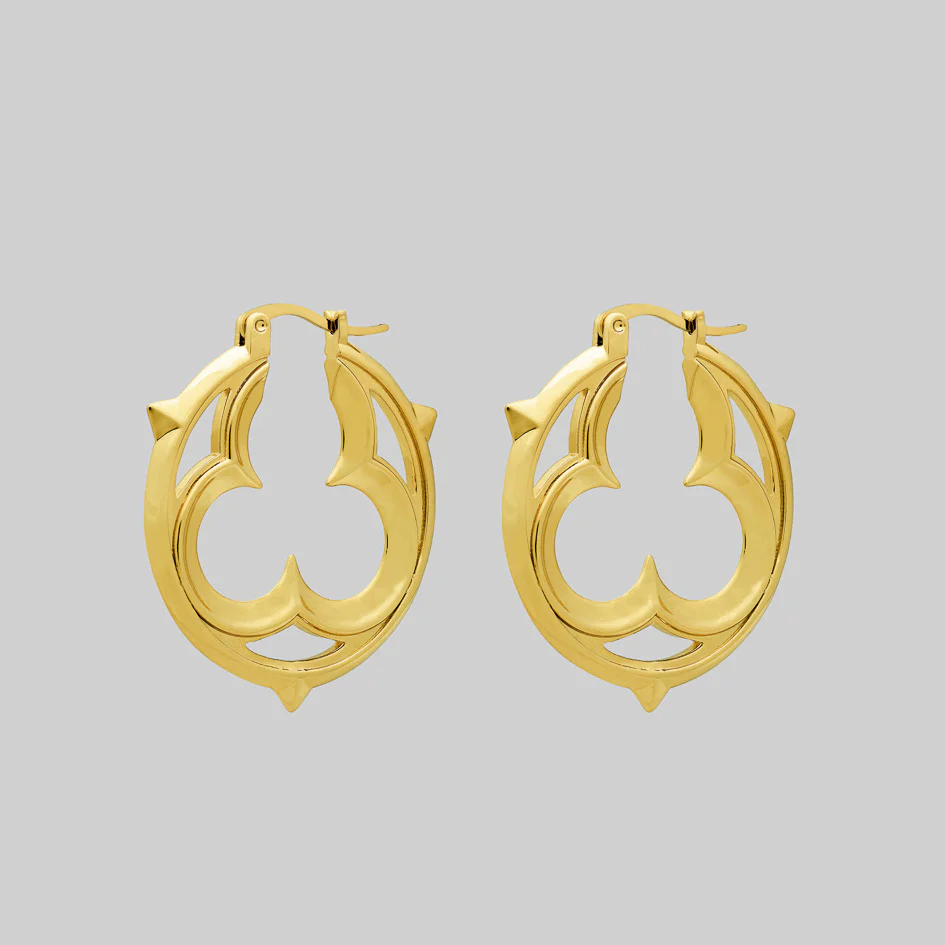 SANCTUM. Gothic Statement Hoops - Gold - Image 3
