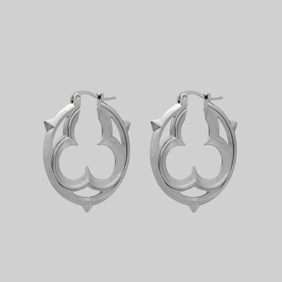 SANCTUM. Gothic Statement Hoops - Silver - Image 3