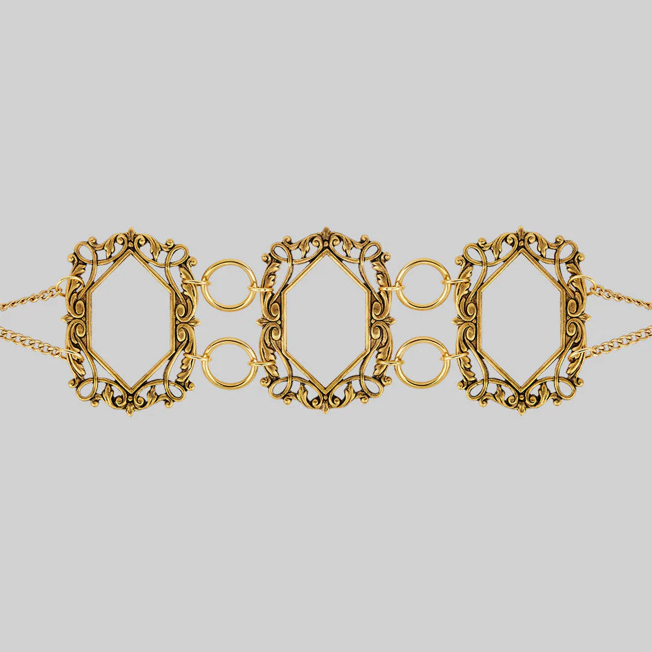 SANSA. Vampesque Gothic Caged Choker - Gold - Image 3