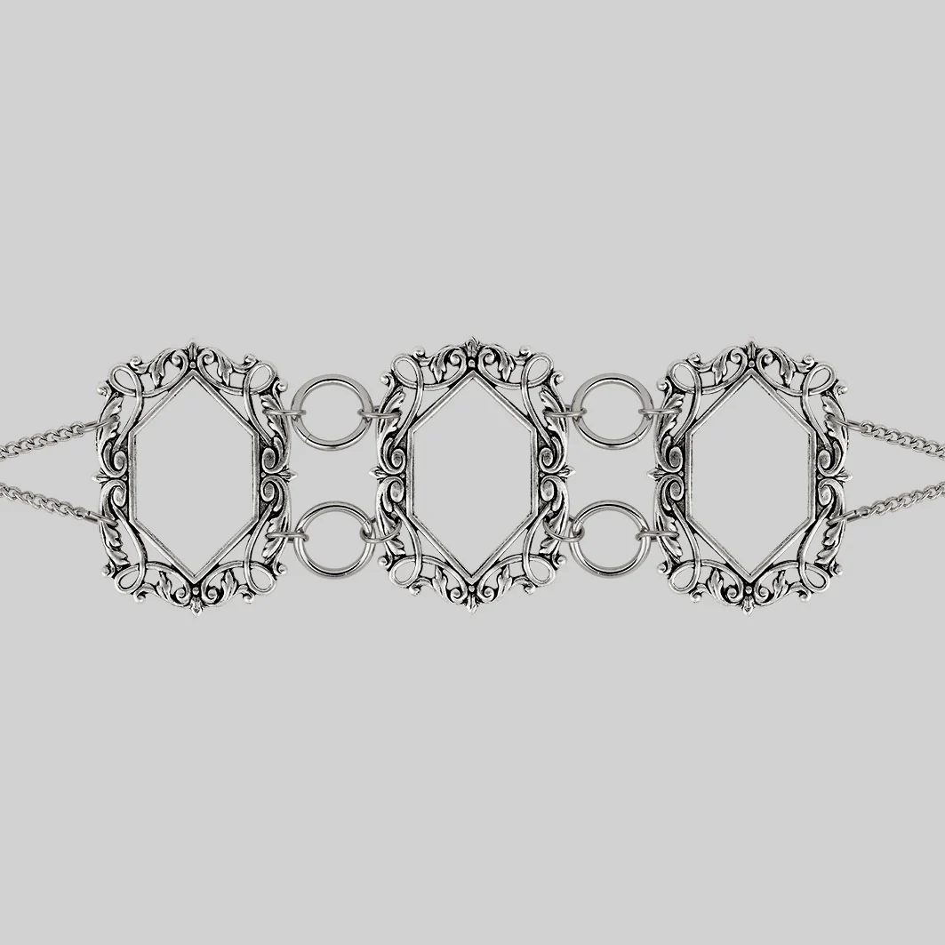 SANSA. Vampesque Gothic Caged Choker - Silver - Image 3