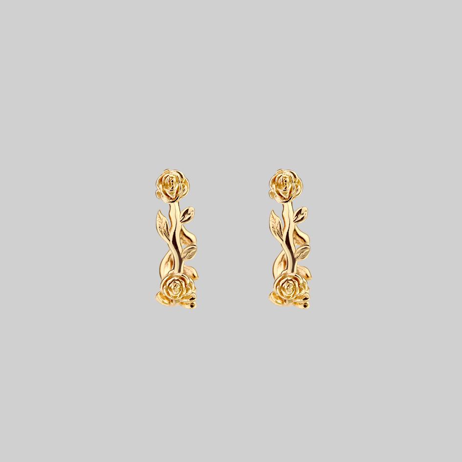 SARAH. Rose Foliage Hoops - Gold - Image 3