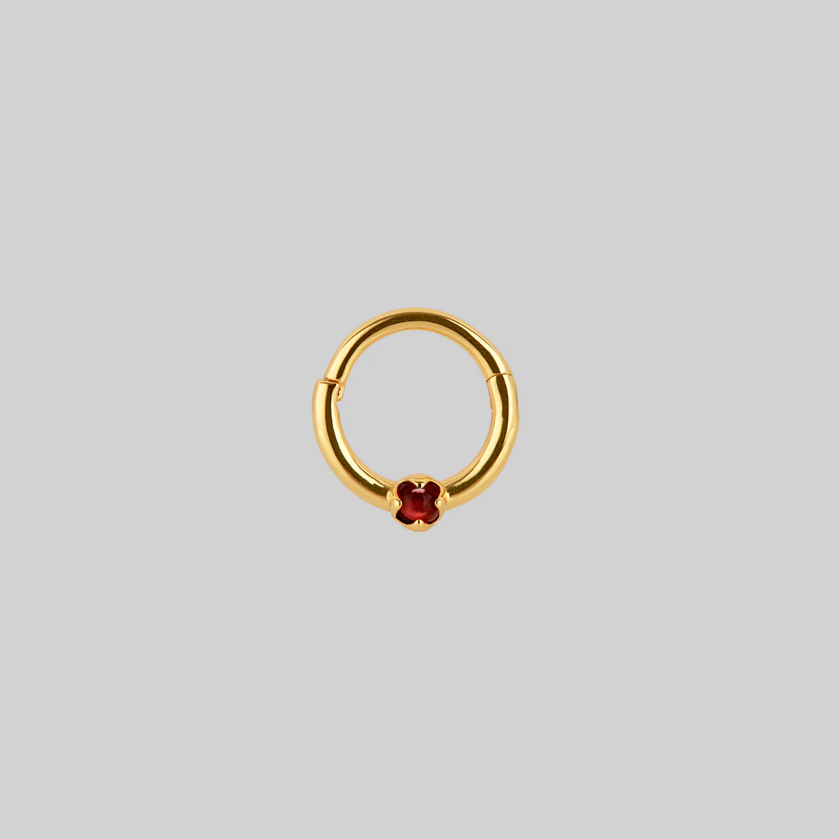 SERAPHINA. Garnet Septum Clicker Ring - Gold - Image 2