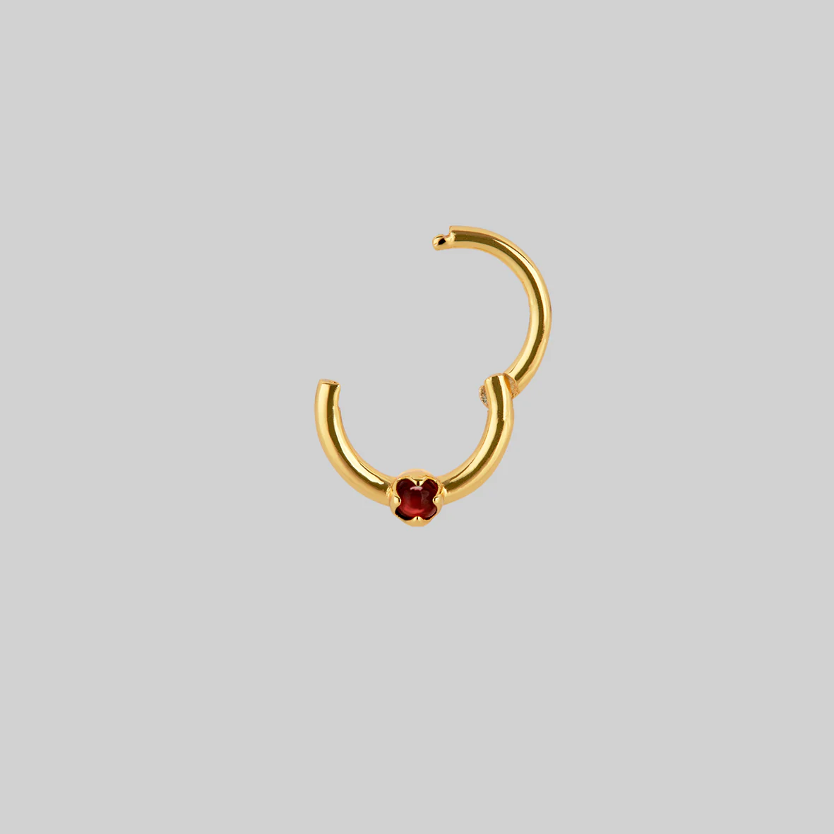 SERAPHINA. Garnet Septum Clicker Ring - Gold - Image 3