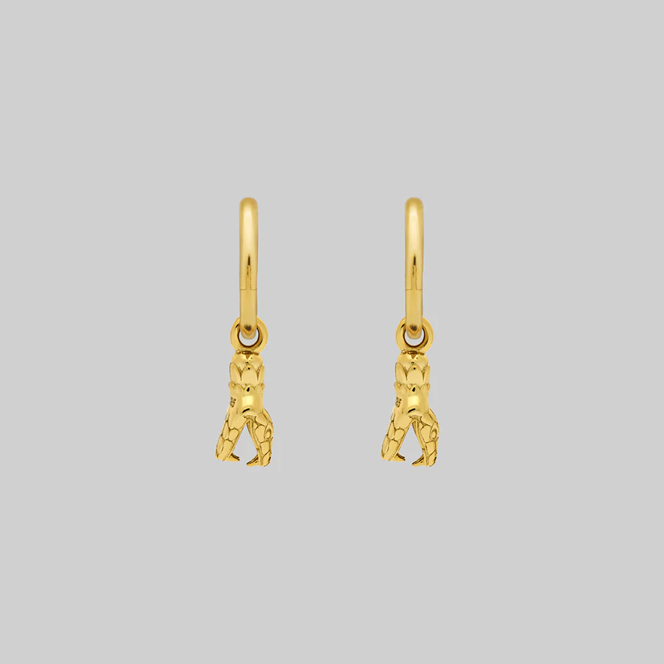 SERPENS. Snake Head Hoop Earrings - Gold
