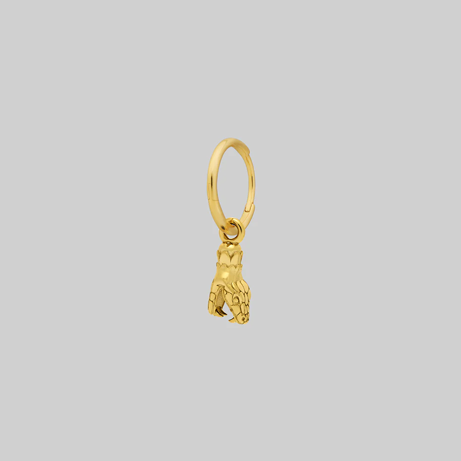SERPENS. Snake Head Hoop Earrings - Gold - Image 5