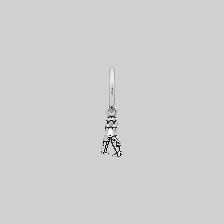 SERPENS. Snake Head Hoop Earrings - Silver - Image 3