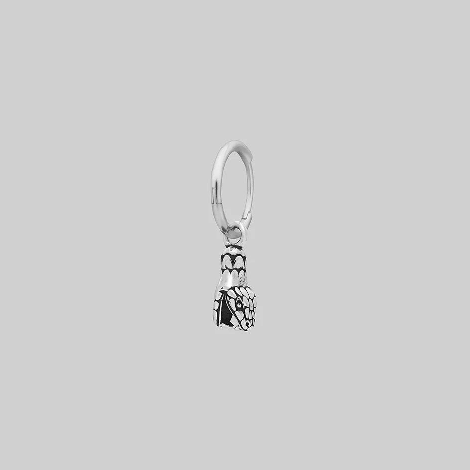 SERPENS. Snake Head Hoop Earrings - Silver - Image 5