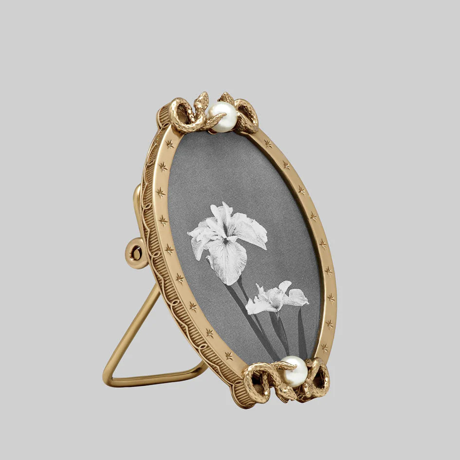 SERPENTINE. Double Serpent Pearl Photo Frame - Gold - Image 3