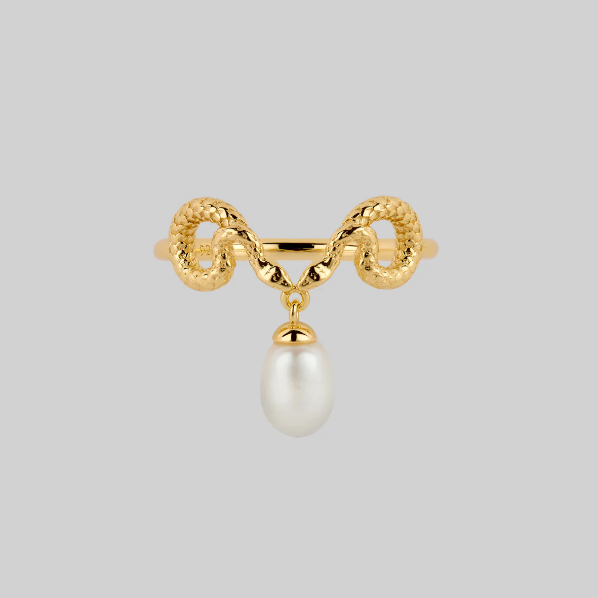 SERPENTINE. Sea Snake Bound Pearl Ring - Gold - Image 2