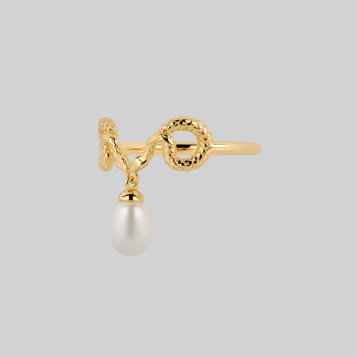 SERPENTINE. Sea Snake Bound Pearl Ring - Gold - Image 3