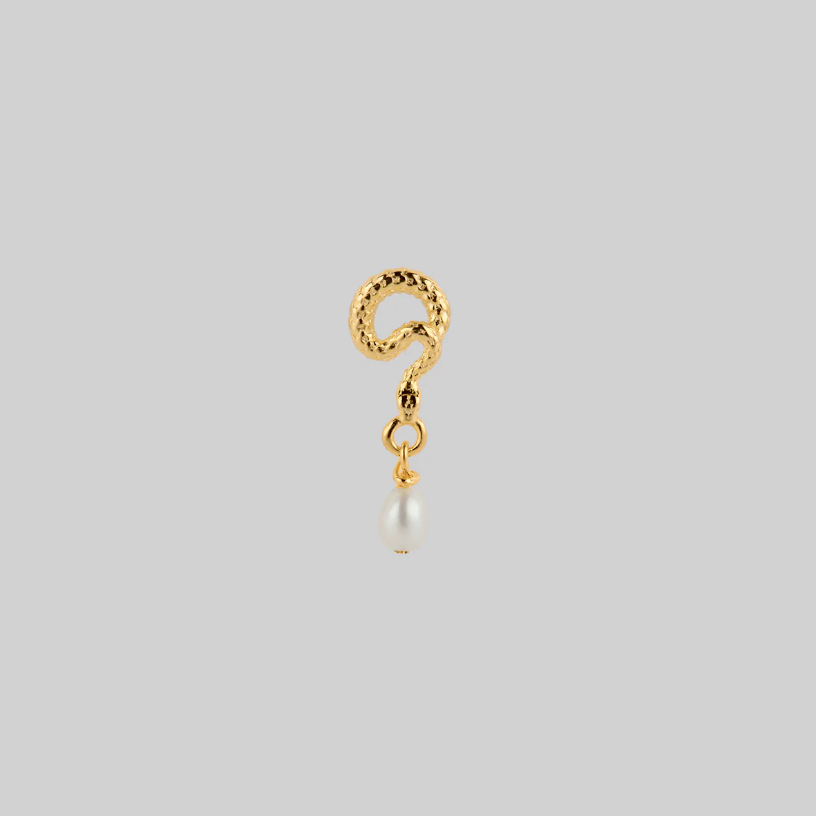 SERPENTINE. Sea Snake Bound Pearl Stud Earring - Gold - Image 2