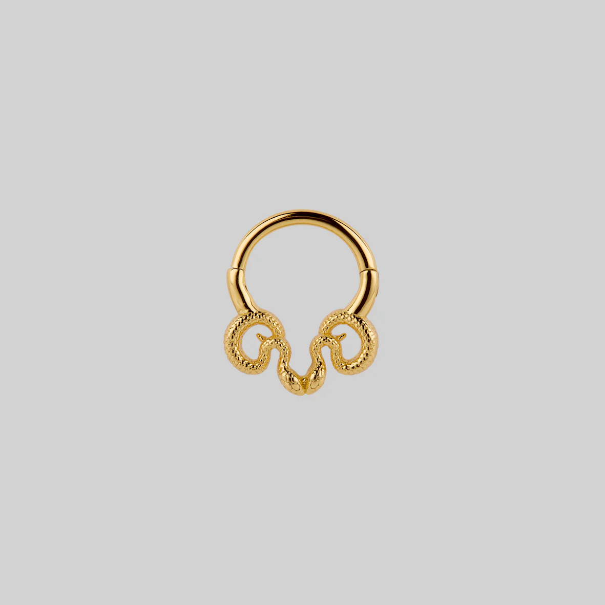 SERPENTINE. Sea Snake Bound Septum Clicker Ring - Gold