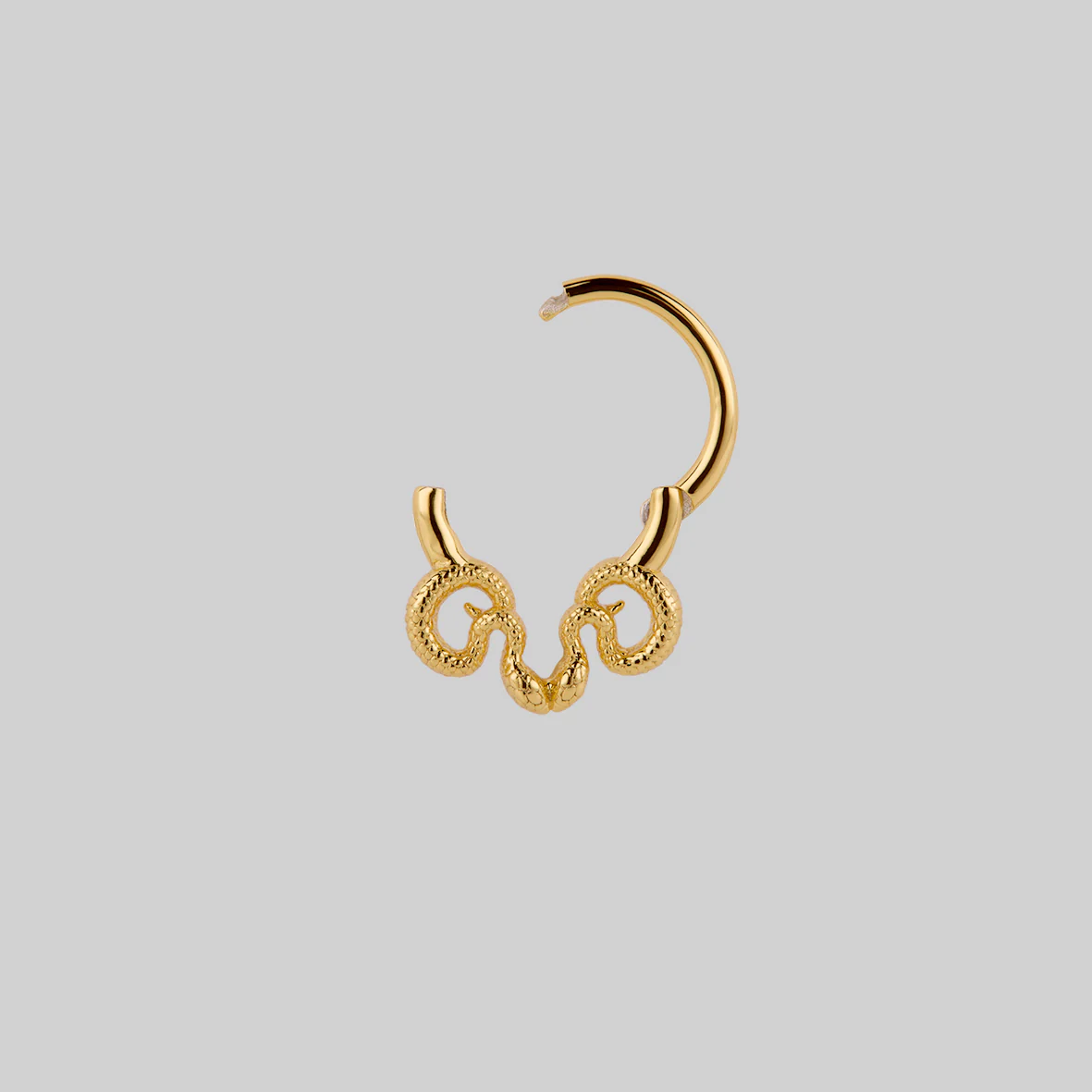 SERPENTINE. Sea Snake Bound Septum Clicker Ring - Gold - Image 4