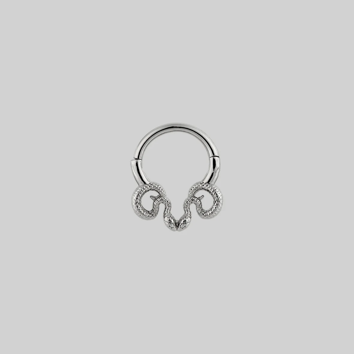 SERPENTINE. Sea Snake Bound Septum Clicker Ring - Silver