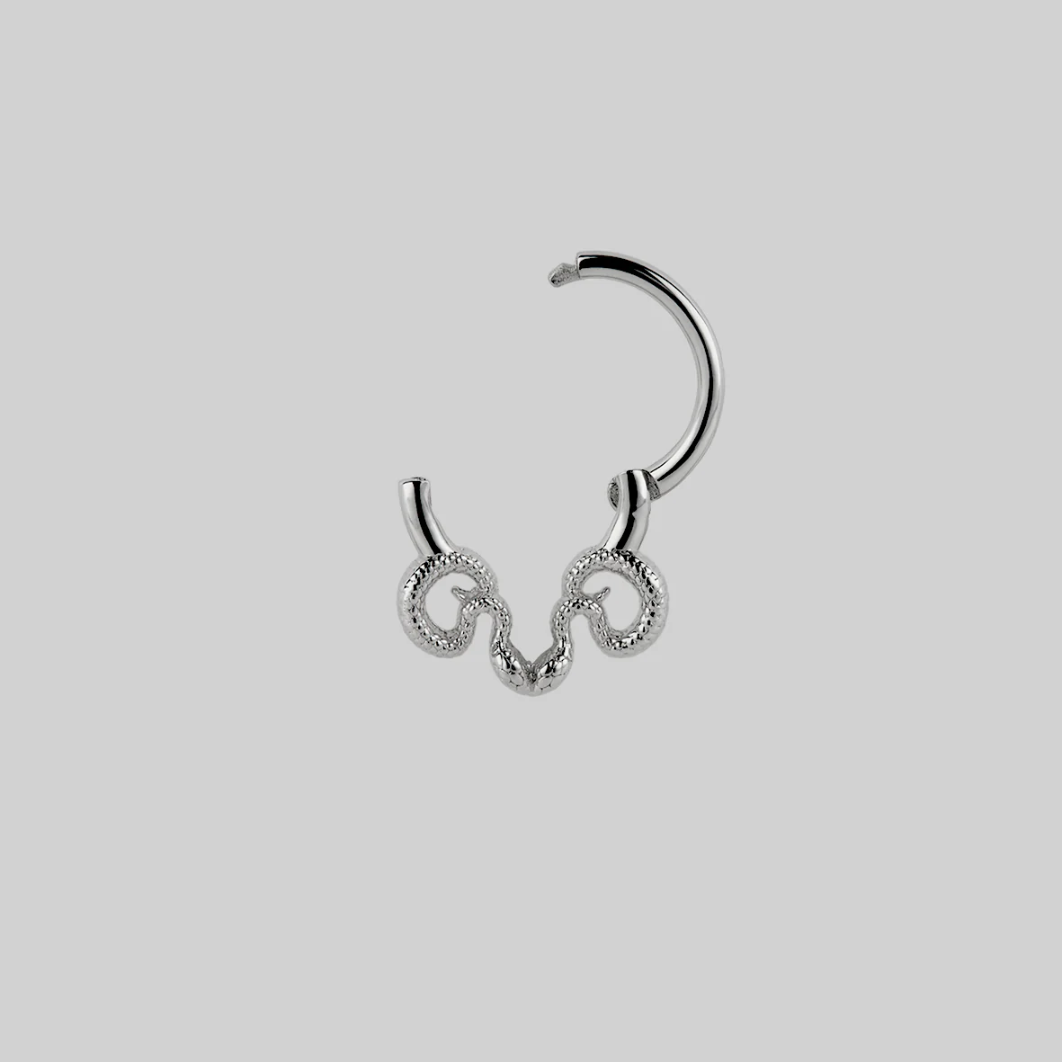 SERPENTINE. Sea Snake Bound Septum Clicker Ring - Silver - Image 3