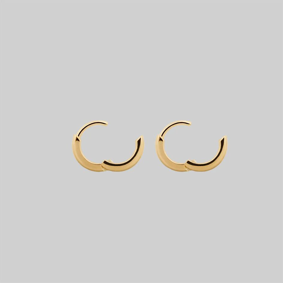 Simple Gold Clicker Hoop Earrings - 12mm - Image 2