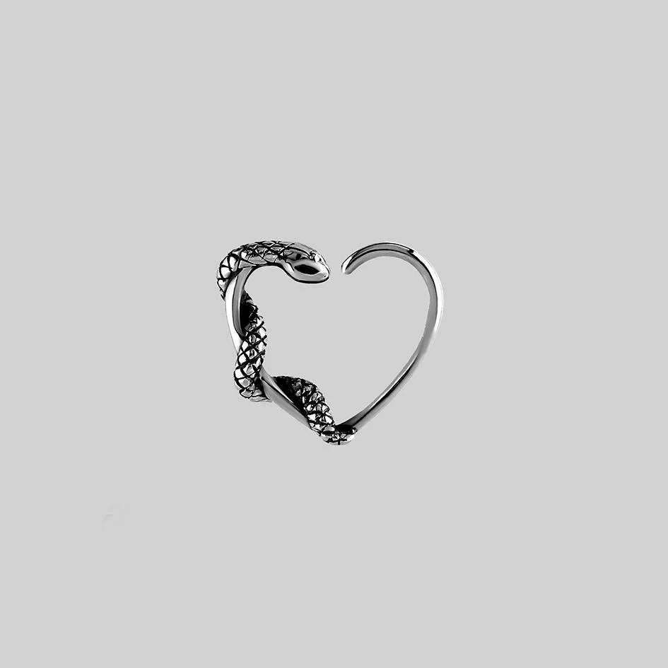 SLINK. Silver Snake & Heart Daith Ring - Image 3