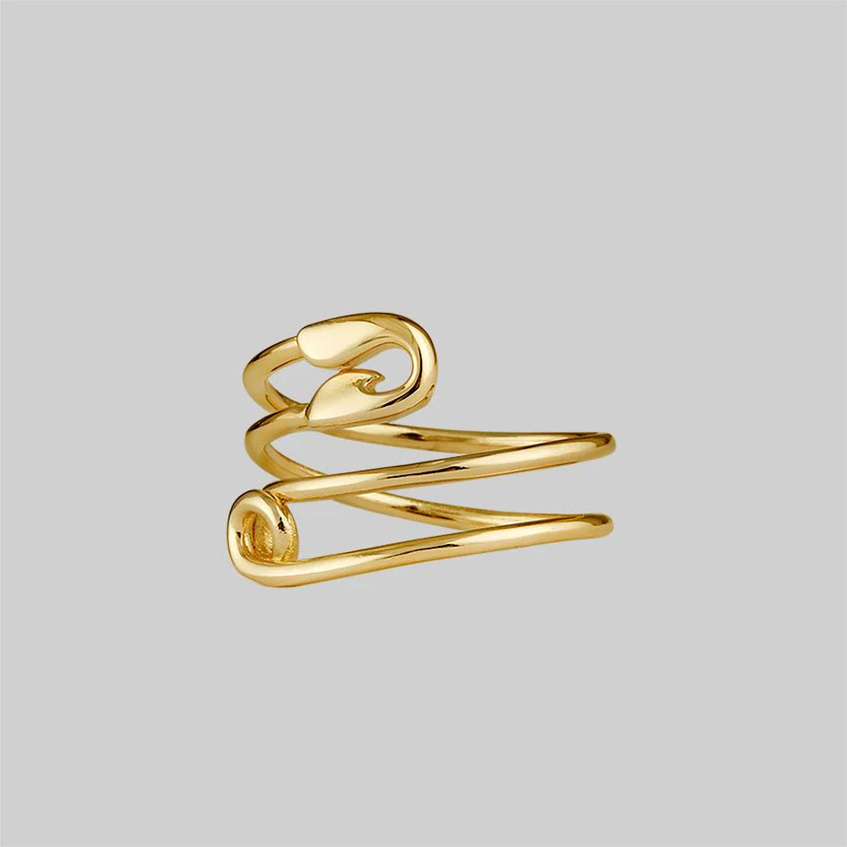 SOLENE. Safety Pin Wrap Ring - Gold - Image 2