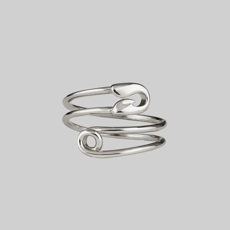 SOLENE. Safety Pin Wrap Ring - Silver