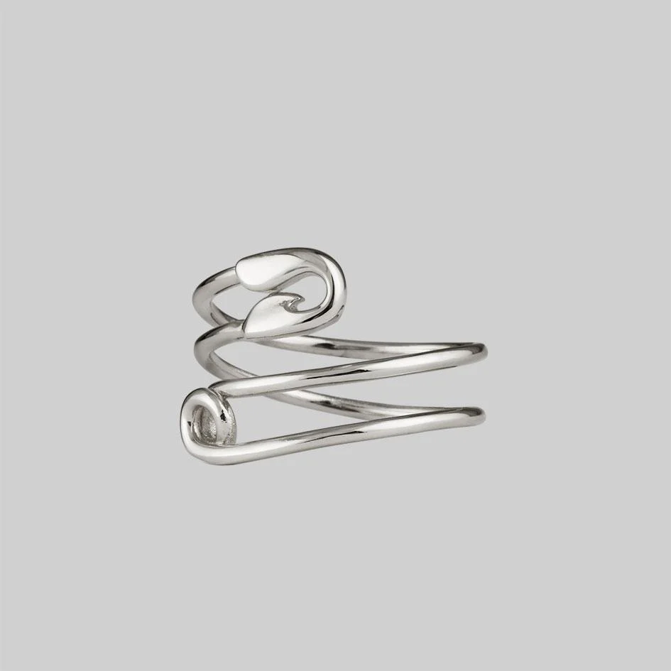 SOLENE. Safety Pin Wrap Ring - Silver - Image 2