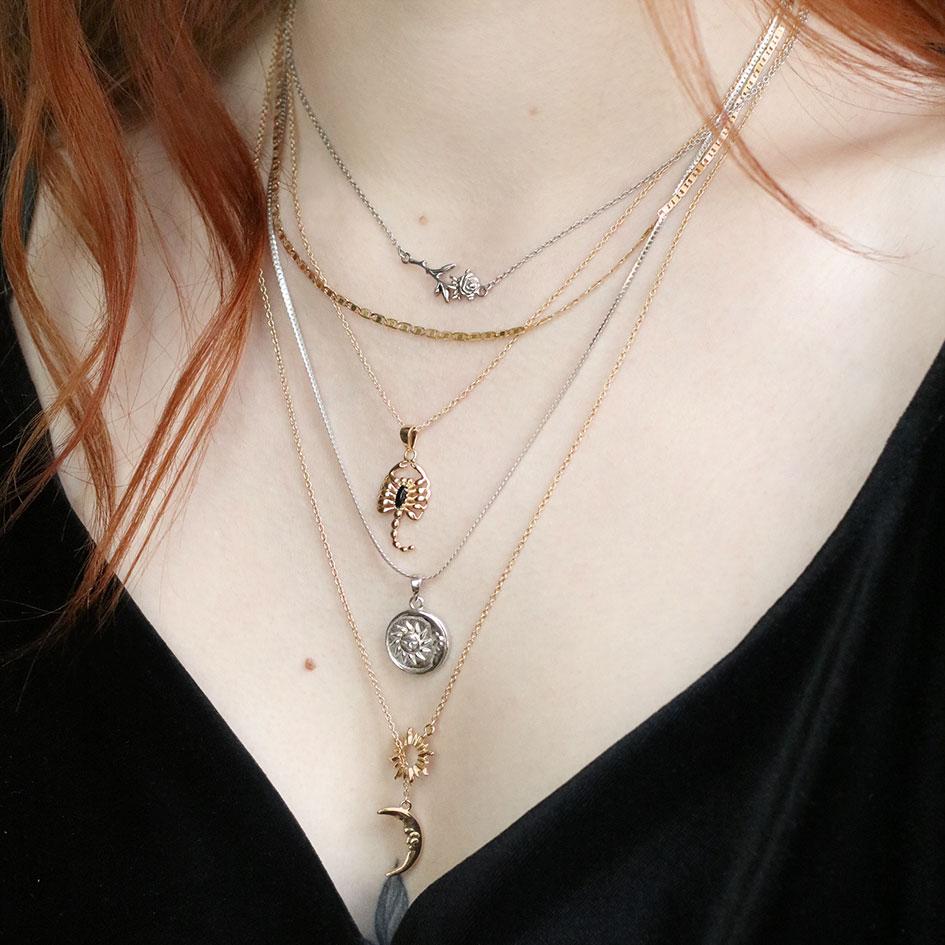 SOLSTICE. Sun & Moon Lariat Necklace - Gold - Image 3