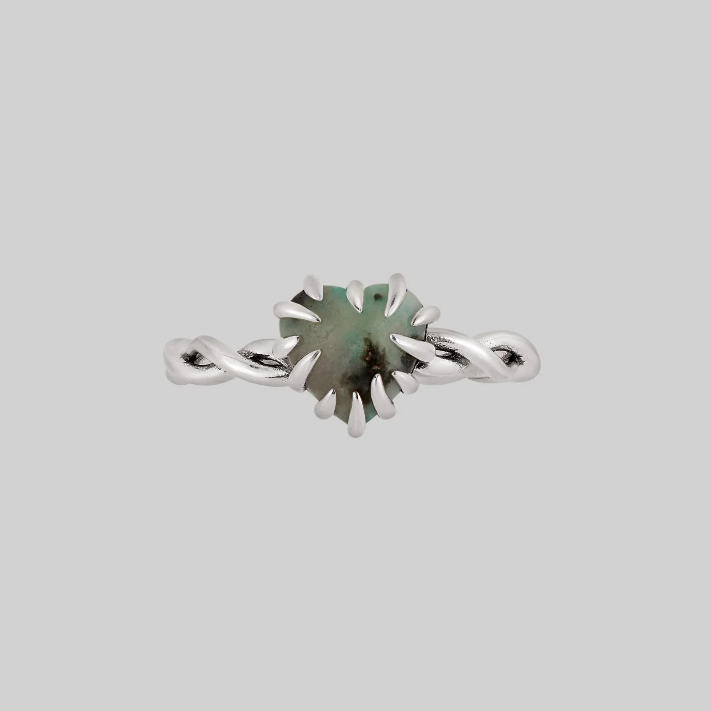 SPRITE. Clawed Heart Gemstone Ring - Silver - Image 2