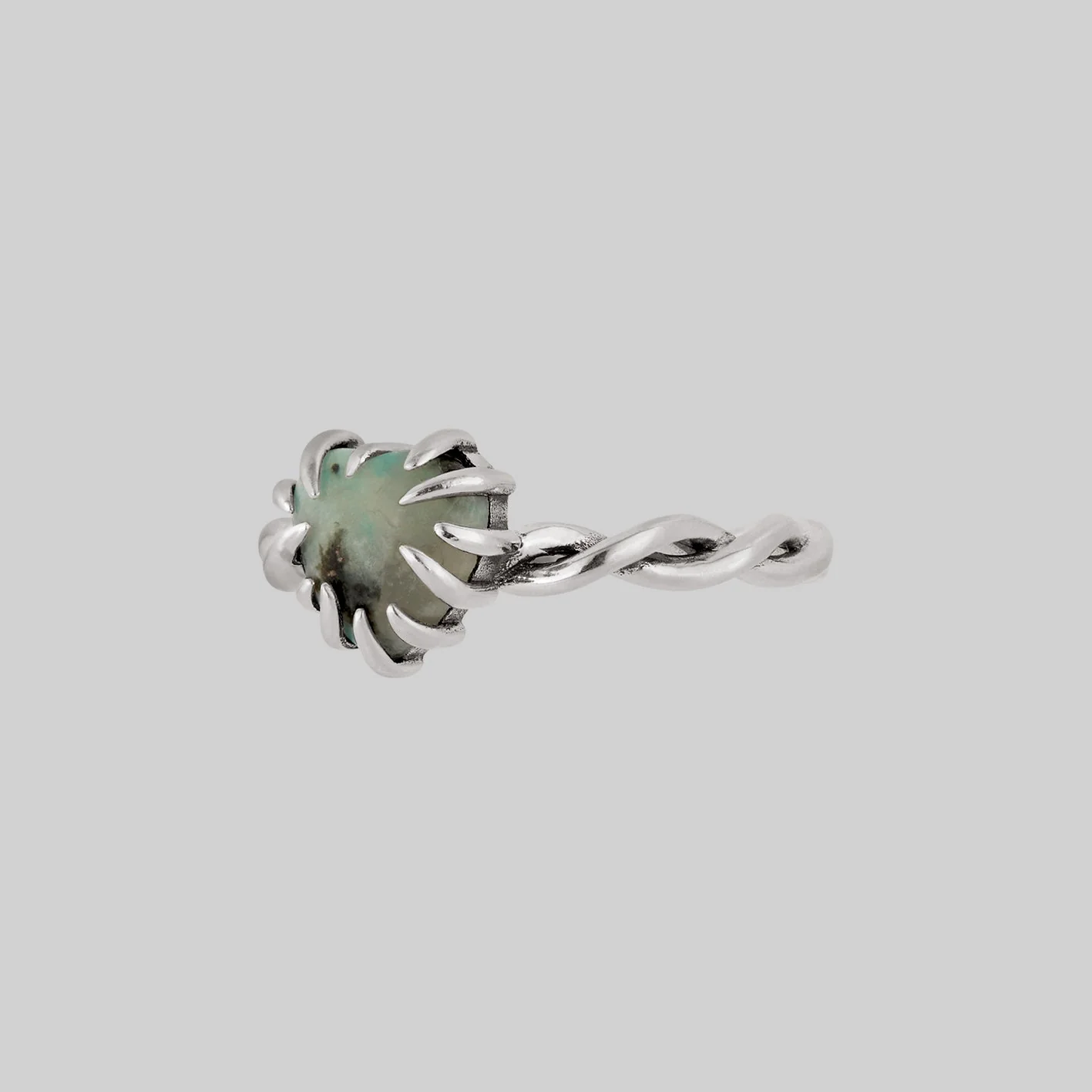 SPRITE. Clawed Heart Gemstone Ring - Silver - Image 4