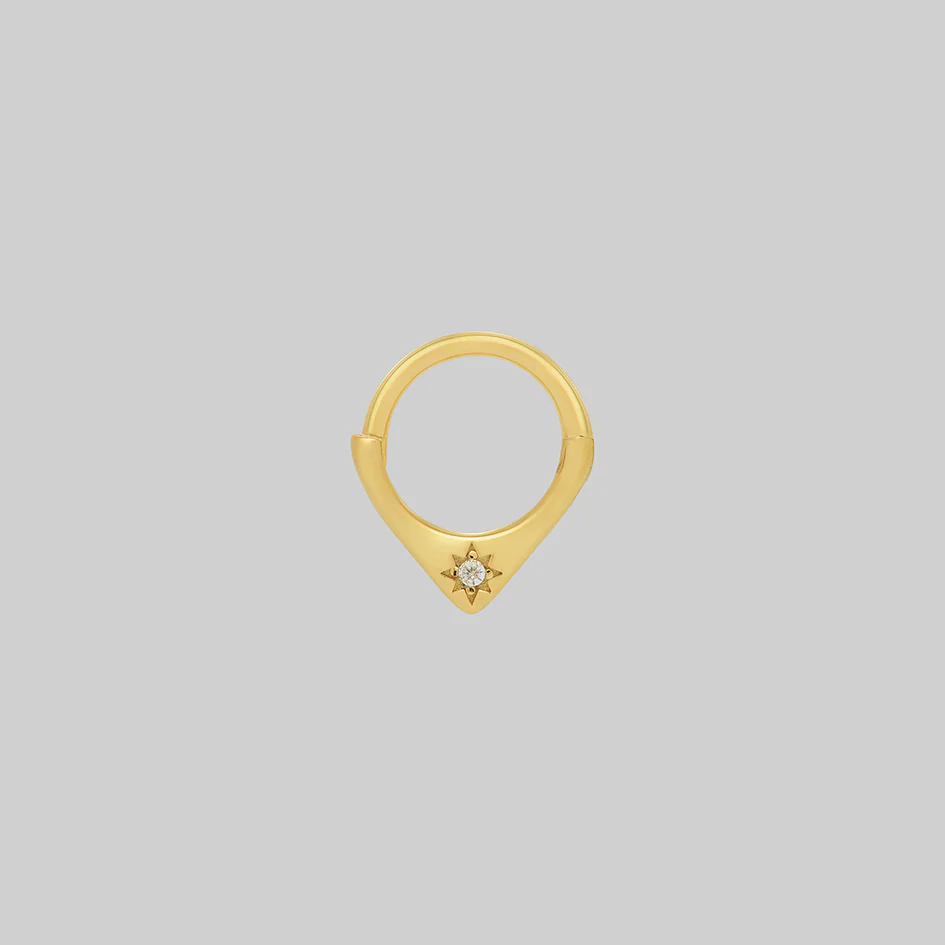 STELLA. Star Set Cubic Zirconia Septum Clicker Ring - Gold