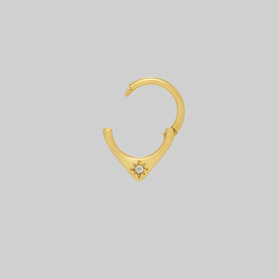STELLA. Star Set Cubic Zirconia Septum Clicker Ring - Gold - Image 3