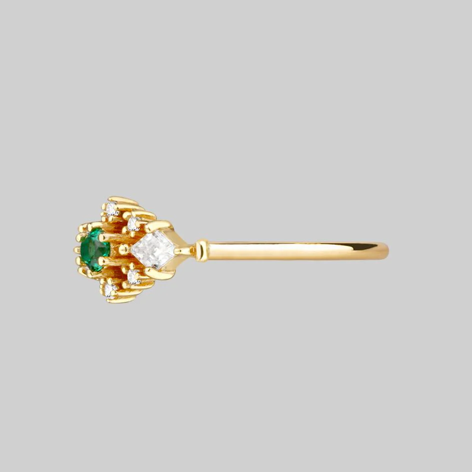 SUPERNOVA. Green Quartz Cluster Gold Ring - Image 3