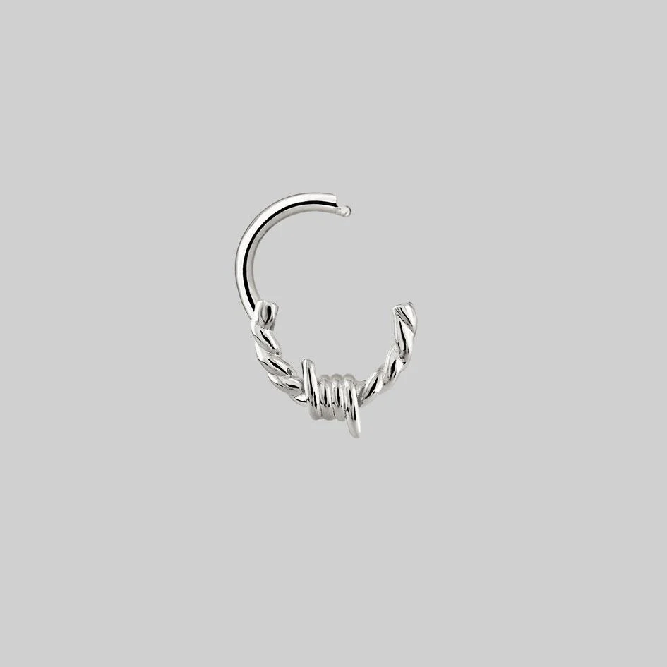 SURVIVAL. Barbed Wire Septum Clicker Ring - Silver - Image 3