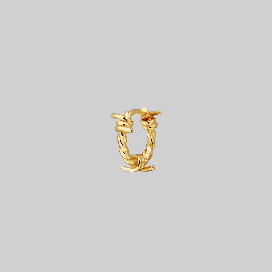 SURVIVAL. Symbolic Barbed Wire Clicker Hoop Earrings - Gold - Image 8
