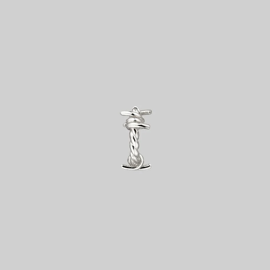 SURVIVAL. Symbolic Barbed Wire Clicker Hoop Earrings - Silver - Image 9
