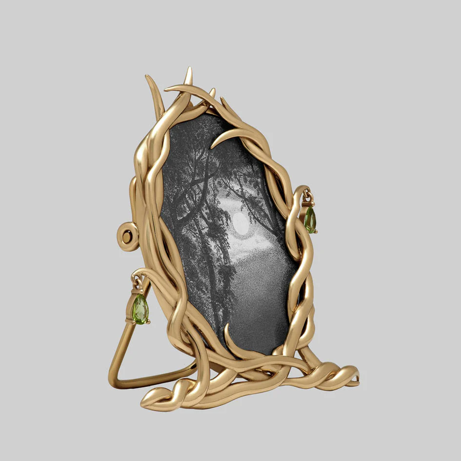 SWAMP ROOTS. Forest Gateway Peridot Photo Frame - Gold - Image 3