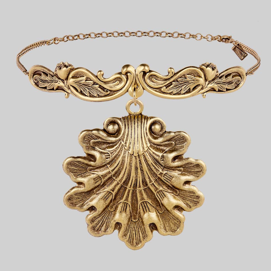 SYRENA. Ornate Seashell Choker - Gold - Image 2