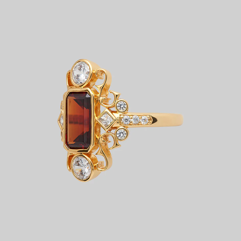 TAUNT. Thorn & Garnet Cocktail Ring - Gold - Image 3