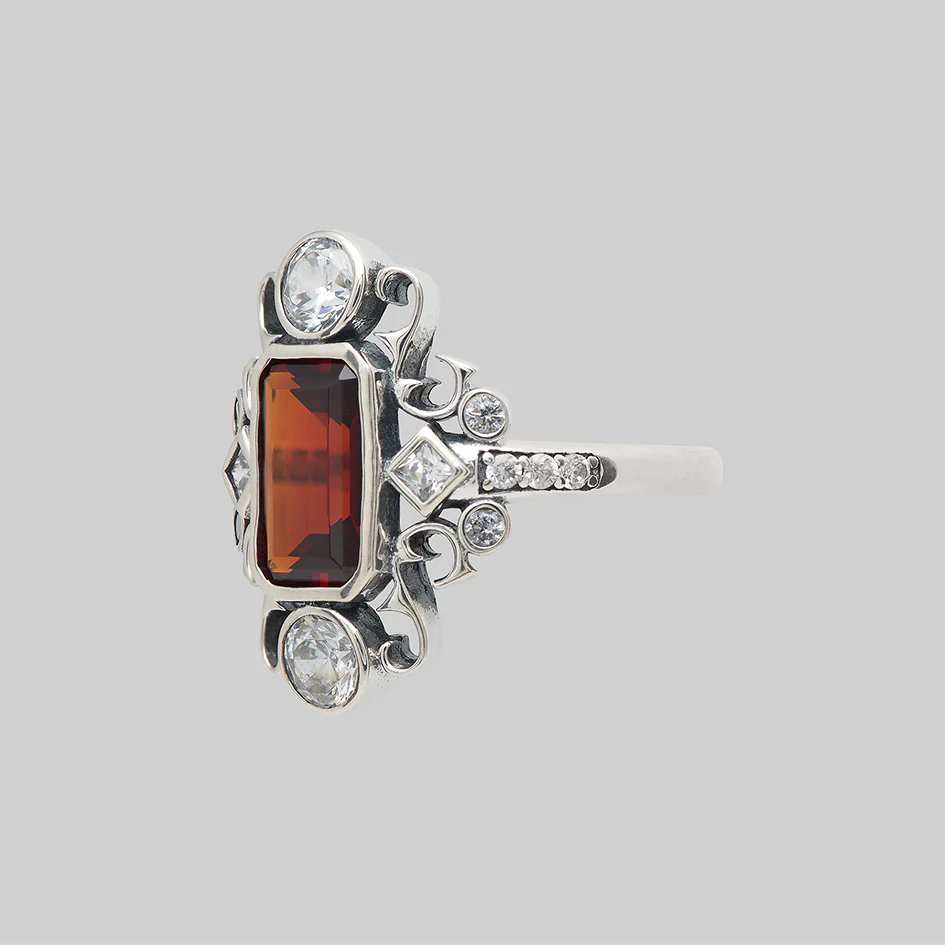 TAUNT. Thorn & Garnet Cocktail Ring - Silver - Image 3